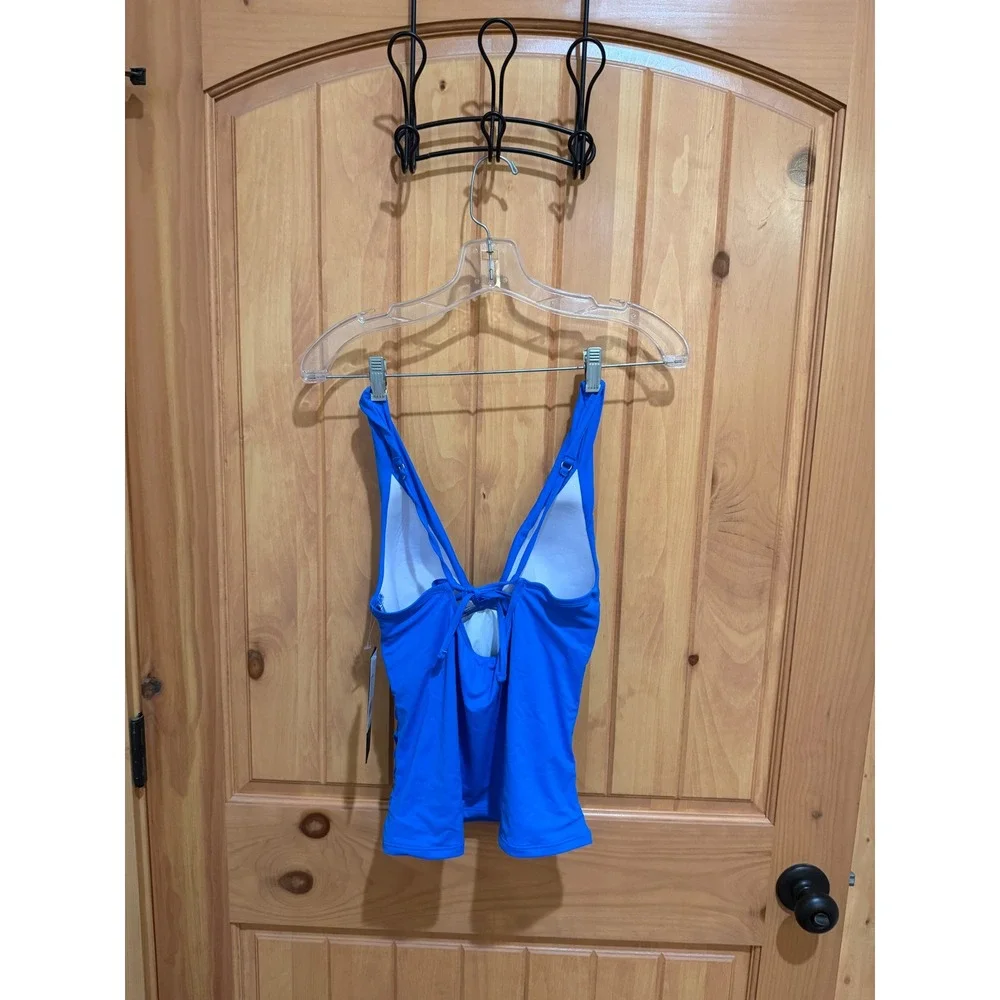 NWT La Blanca Island Goddess Twist Front Tankini Top Capri Blue LB2IG68 Size 4
